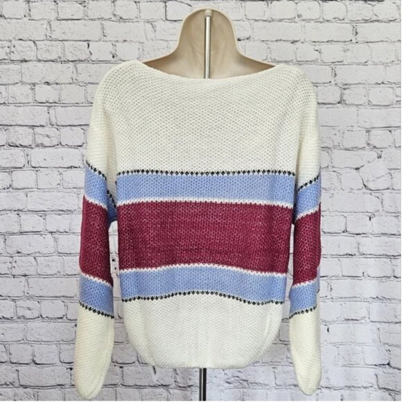[NWT] COCOIMO Boatneck Colorblock Drop Shoulder Sweater - Picture 3 of 7